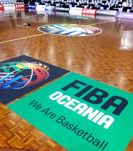 promotional floor decals for the NZ Breakers