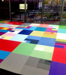 multi coloured square flooring