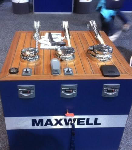 Maxwell display table printed with Logo