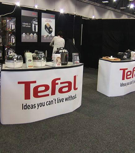 branded display table for Tefal